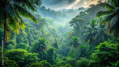 Deep tropical forest in Southeast Asia during August