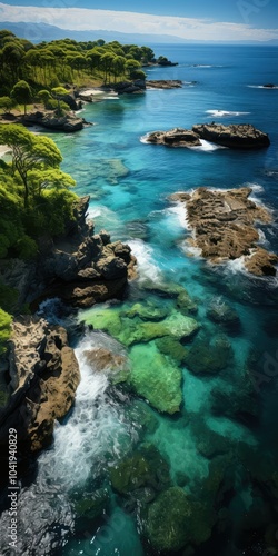 Clear turquoise water & rocky shore