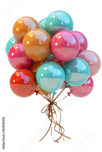 Colorful balloons for joyful celebrations and events on transparent background photo