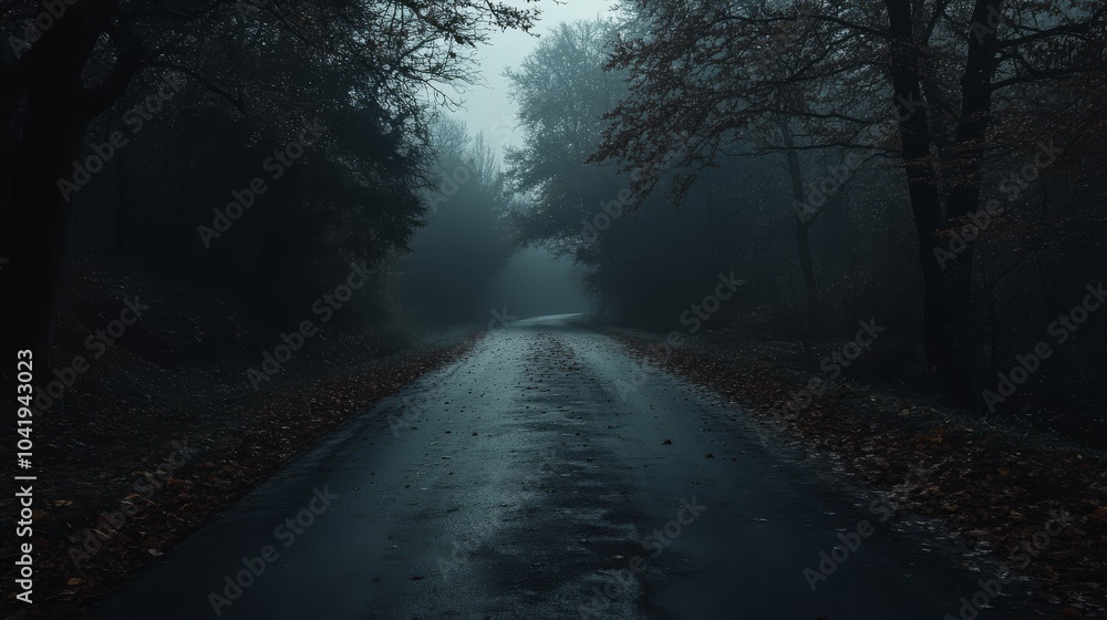 Fototapeta premium An empty paved road, a dramatic photo