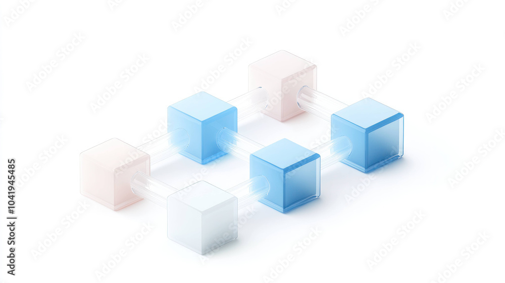 visually striking isometric icon of chain of interconnected cubes, showcasing blend of transparent and colored elements. This design emphasizes modern aesthetics and connectivity visually striking isometric icon of chain of interconnected cubes, showcasing blend of transparent and colored elements. This design emphasizes modern aesthetics and connectivity