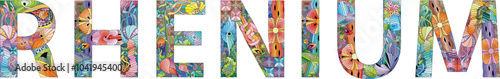 Word RHENIUM. It is a chemical element. Vector decorative zentangle object for any purpose