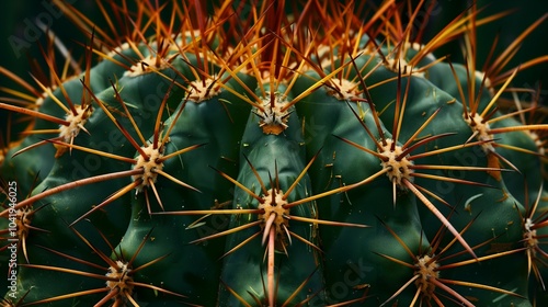 Exploring the Beautiful Nature of Sharp Cactus Plants: A Close-Up Look at Green Succulents and Their Spines in the Desert Garden, Showcasing the Exotic Flora and Botany of Summer.