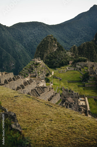 Stunning Sunrise View of Machu Picchu Ruins: detailed ruins
