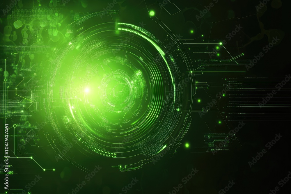 Naklejka premium Abstract green digital swirl, white isolate background