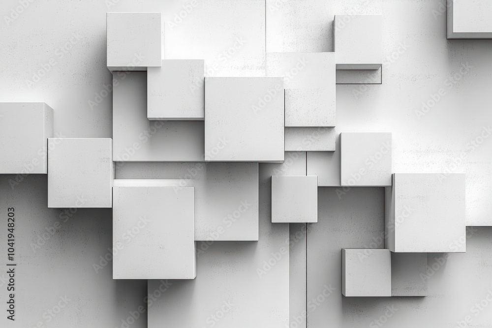 A collection of cubes in different sizes and shades is linked by diagonal lines, forming a striking abstract design on a light backdrop. Generative AI A collection of cubes in different sizes and shades is linked by diagonal lines, forming a striking abstract design on a light backdrop. Generative AI