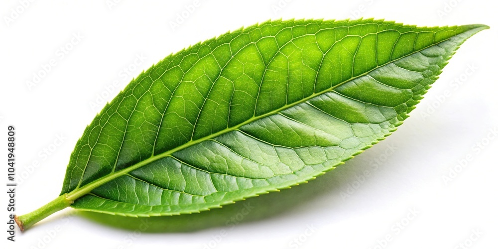 Fototapeta premium Green tea leaf on white background