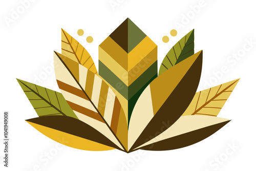Geometric Abstract Leaves in Muted Color Tones