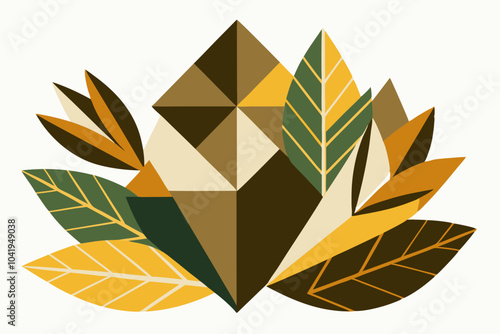 Geometric Abstract Leaves in Muted Color Tones