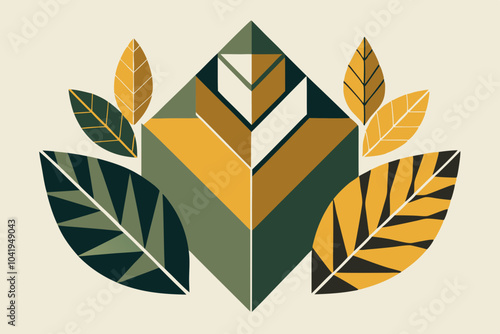 Geometric Abstract Leaves in Muted Color Tones