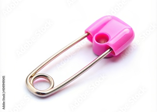 Pink Baby Safety Pin on Soft White Background