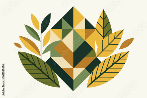 Geometric Abstract Leaves in Muted Color Tones