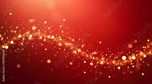Elegant gold glitter on a rich red background, creating an atmosphere of festivity and luxury. For the design of christmas and new year cards.