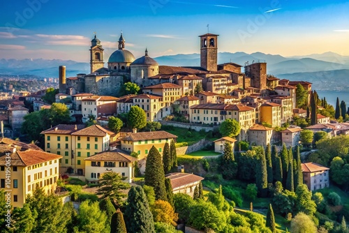 Wallpaper Mural Minimalist Panoramic View of Citta Alta, Bergamo - Captivating Italian Landscape Photography Torontodigital.ca