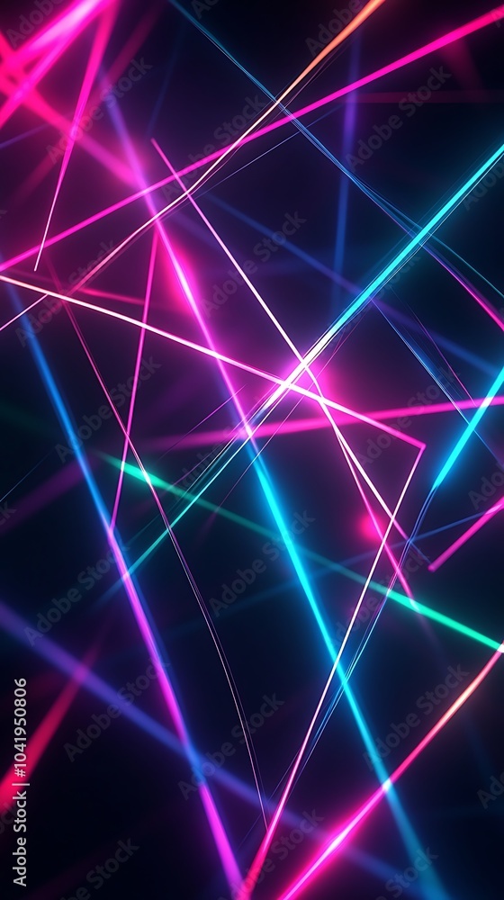 Abstract minimalistic diagonal lines in neon pink, blue, and green, intersecting across a black background, sharp and clean edges, glowing accents at intersections, smooth color transitions, Abstract minimalistic diagonal lines in neon pink, blue, and green, intersecting across a black background, sharp and clean edges, glowing accents at intersections, smooth color transitions,