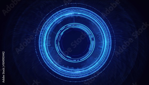 Creative digital tech circle on dark backdrop. Big data and technology concept