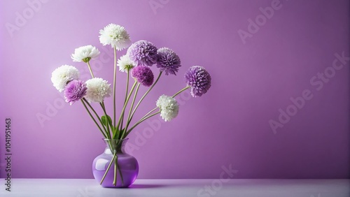 Wallpaper Mural Minimalist Purple and White Flower Arrangement on Light Purple Background for Elegant Home Decor Torontodigital.ca