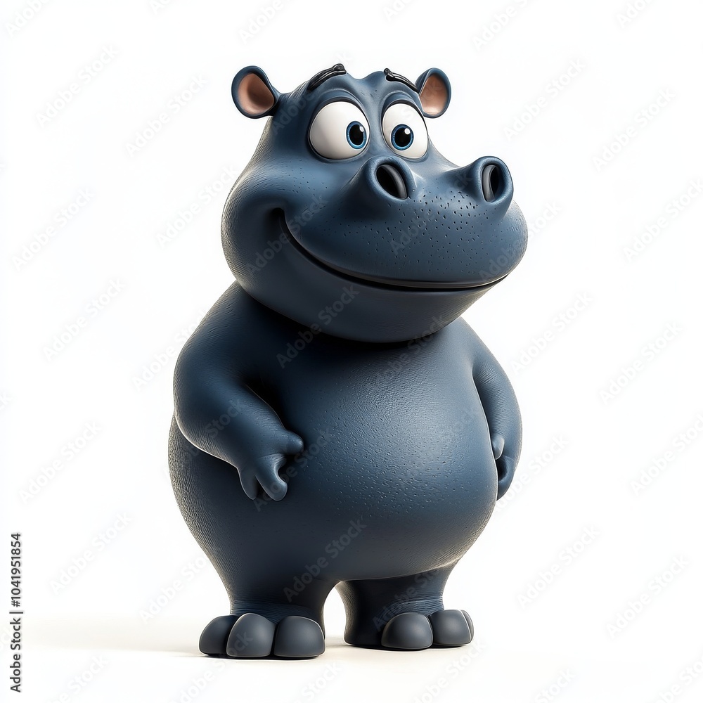 Charming 3D Cartoon Hippo Character Design Charming 3D Cartoon Hippo Character Design