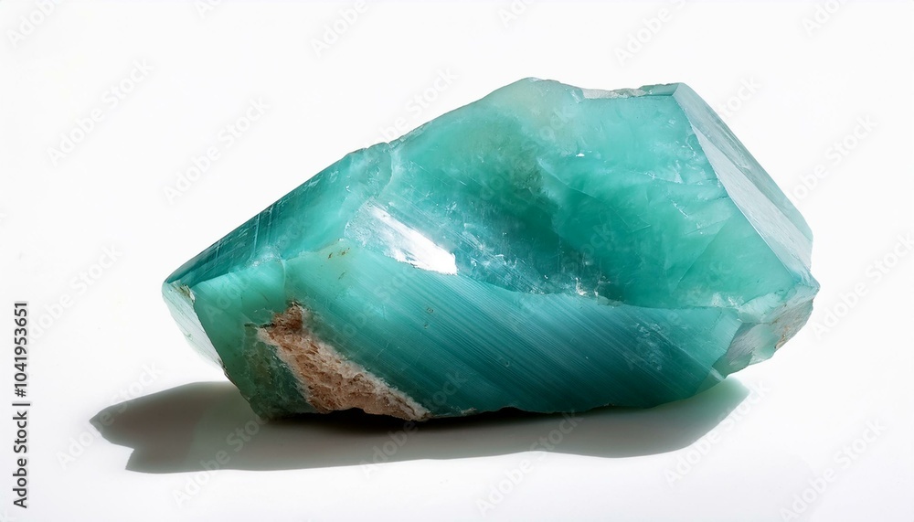 amazonite crystal with shadow on white background panoramic amazonite crystal with shadow on white background panoramic