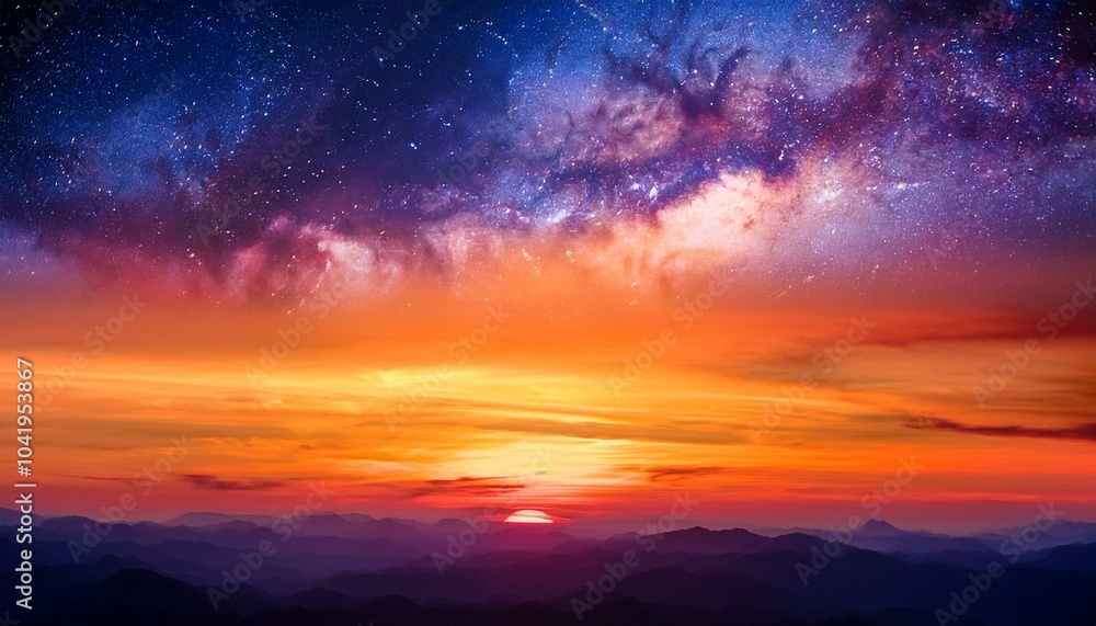 Naklejka premium awe inspiring cosmic sunrise texture background