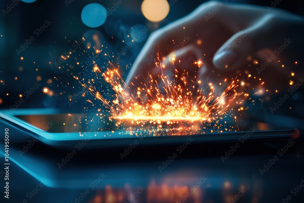 Fototapeta premium Capturing the Spark of Creativity A Digital Touch That Ignites Innovation