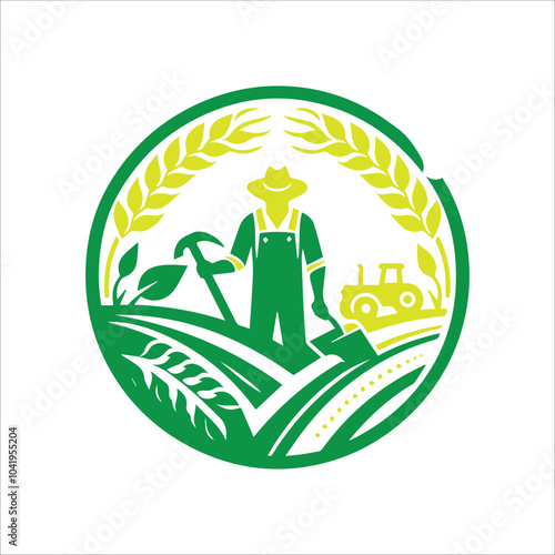 Farming and agriculture logo design vector. Nature logo design with agriculture field and plant concept