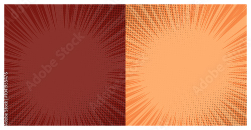 comic zoom effect with halftone dot vector set design