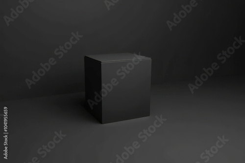 A black cube in a black room, minimalism