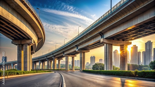 Low angle view of overpass bridge over highway in Wuhan China