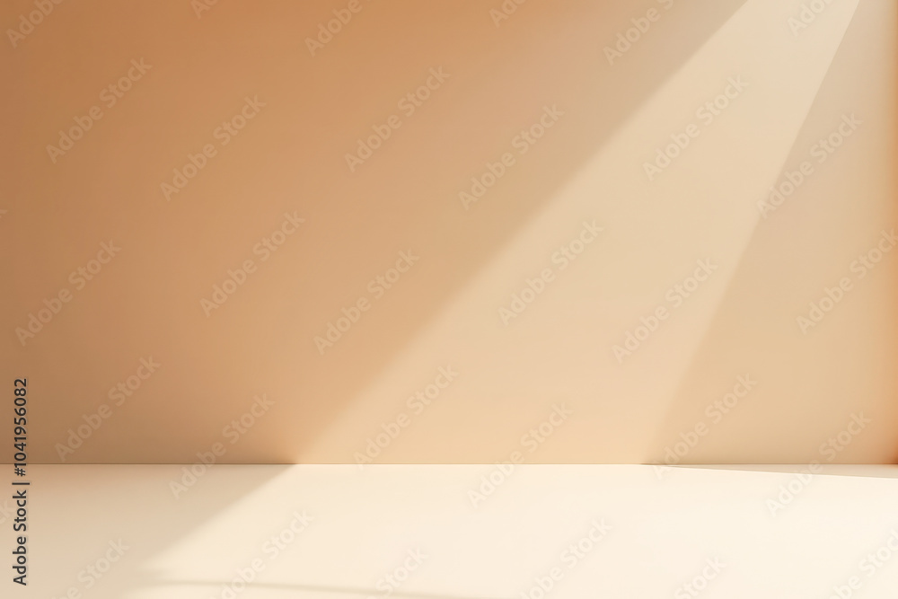 Fototapeta premium an empty beige room with a ray of light, minimalism