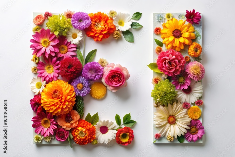 Obraz premium Floral Alphabet Letter E in Minimalist Style