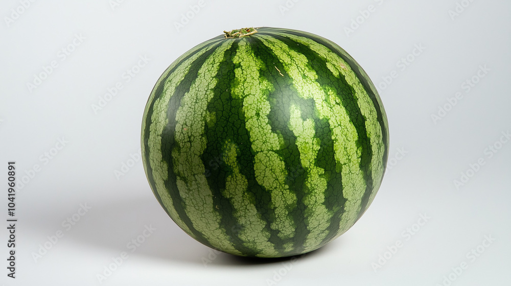 Whole watermelon with green stripes on a light background for fruit photography Whole watermelon with green stripes on a light background for fruit photography