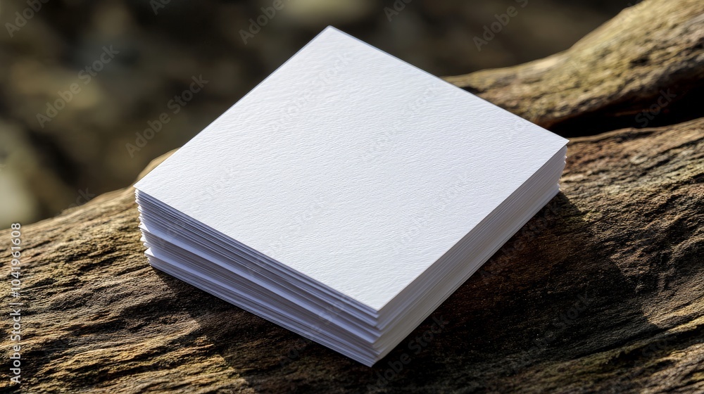 Fototapeta premium Minimalist Blank White Papers on Wooden Background