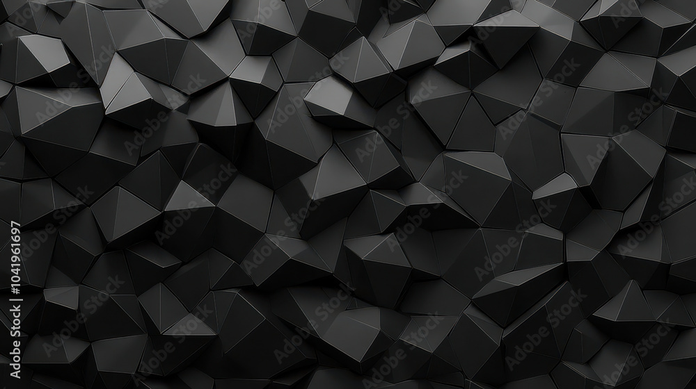 Obraz premium Abstract Black 3D Geometric Triangular Polygon Facet Background for Modern Design