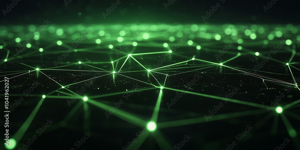 A sci-fi-inspired green grid with interconnected lines and bright nodes, creating a sense of advanced technology and the seamless transfer of data across a polygonal web. A sci-fi-inspired green grid with interconnected lines and bright nodes, creating a sense of advanced technology and the seamless transfer of data across a polygonal web.