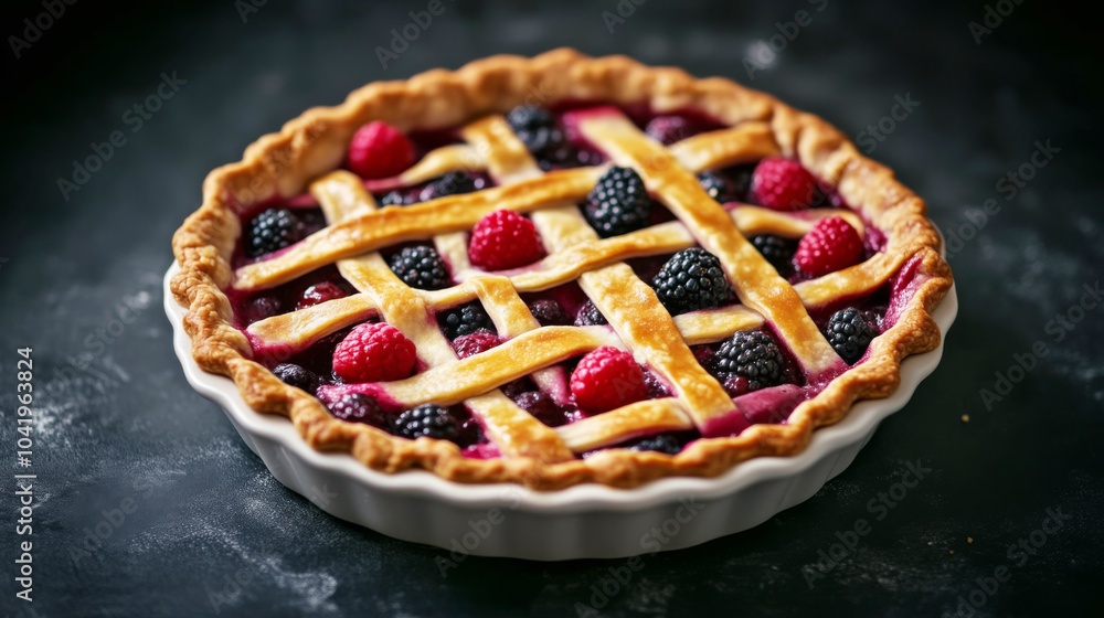 Delicious Homemade Berry Pie with Lattice Crust Delicious Homemade Berry Pie with Lattice Crust