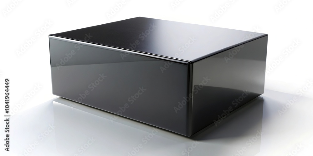 Reflected black box on white background with drop shadow Reflected black box on white background with drop shadow