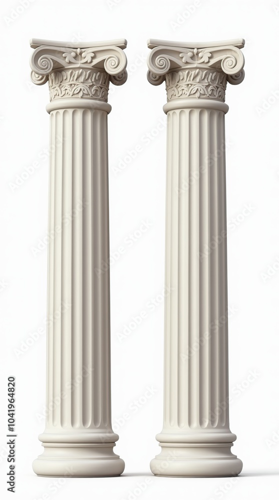Elegant Greek columns isolated on white background Elegant Greek columns isolated on white background