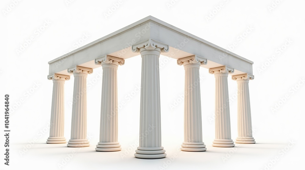 Obraz premium Greek columns isolated on a white background in symmetrical arrangement