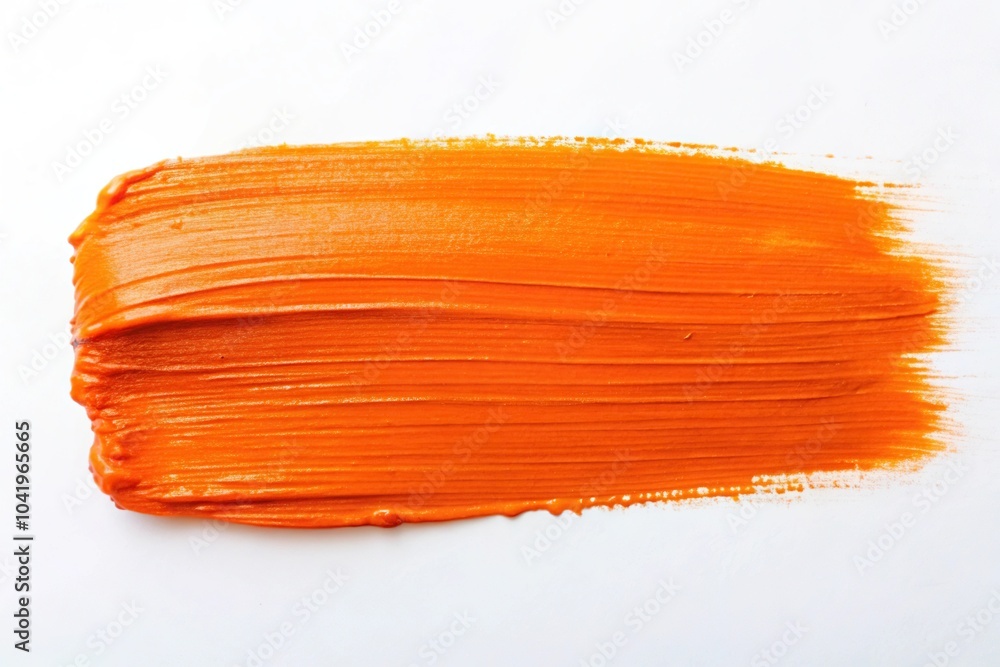 Minimalist orange paint stroke on a white background