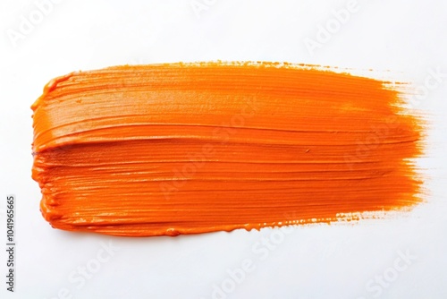 Obraz na płótnie Minimalist orange paint stroke on a white background w salonie