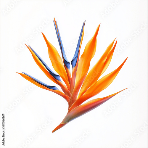 Bird of Paradise Flower on White Background