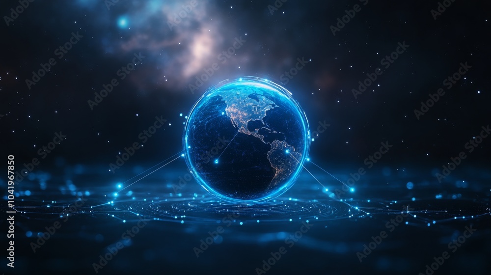 Fototapeta premium Futuristic digital globe with network connections
