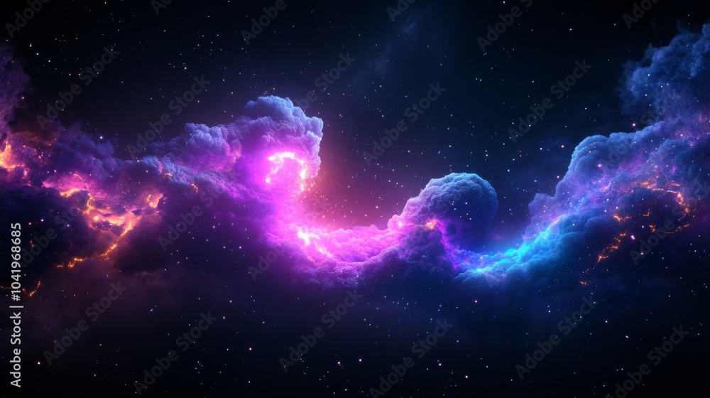 Fototapeta premium Vibrant cosmic nebula with colorful gas clouds