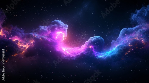 Vibrant cosmic nebula with colorful gas clouds