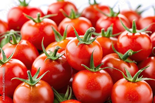 Delicious fresh cherry tomatoes isolated on white background Panoramic