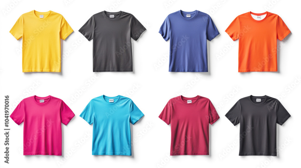 Collection of Plain T-Shirts in Vibrant Colors Collection of Plain T-Shirts in Vibrant Colors