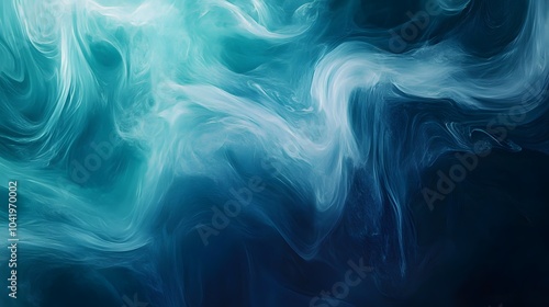 Fototapeta Naklejka Na Ścianę i Meble -  Abstract fluid art, with dark teal and purple hues and emerald green swirls, in a close-up, cinematic style.