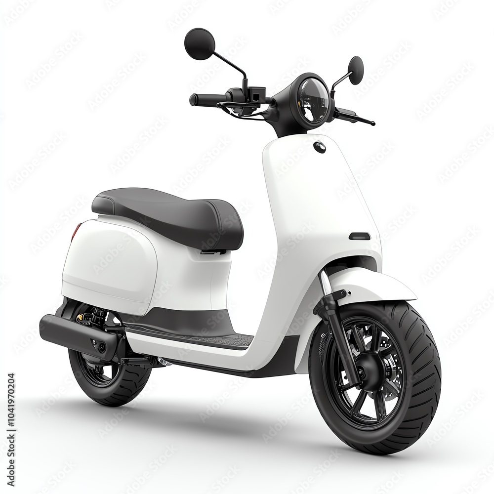 Modern white electric scooter on a white isolate background. Modern white electric scooter on a white isolate background.