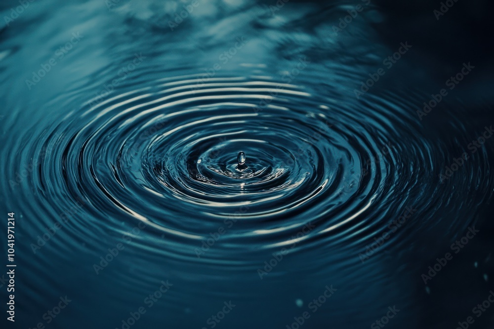 Serene Water Droplet Creating Circular Ripples Serene Water Droplet Creating Circular Ripples